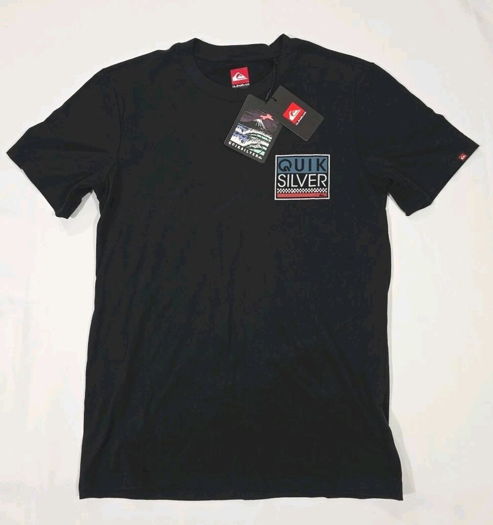 Quiksilver Men's Black T-Shirt- Hawaii Volcano Double-sided S/S Small - NWT
